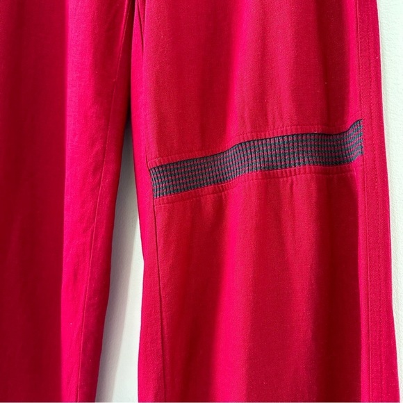 [SOLD] Red Linen & Cotton Fold over Waist Wide Leg Palazzo Pants size XS - Picture 8 of 12